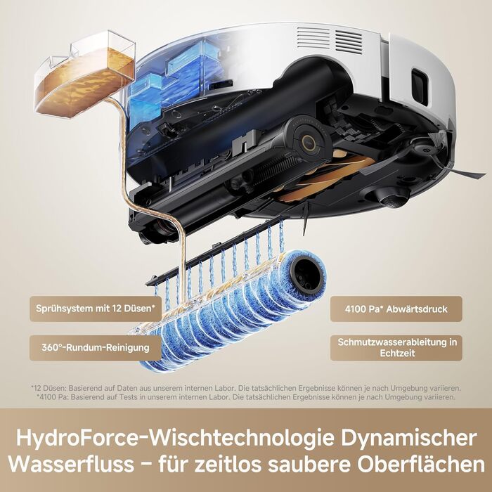 Робот-пилосос Mova V50 Ultra з функцією миття підлоги, 24000 Па, подолання перешкод 6 см, навігація Liftable Navigation+RGB AI+LED, 80°C гаряча вода, 63°C самостійна сушка, DuoSolution System, щітка Tricut (Z60 Ultra Standalone)