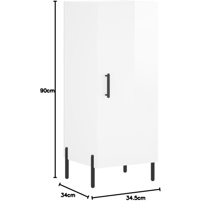 Буфет Комод 34,5x34x90 см Високий глянець Білий Шафа для зберігання