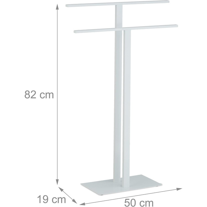 Металева вішалка для рушників Relaxdays на 2 руки, ВхШхГ 82x50x19 см, чоловіча прислуга T-Design, біла