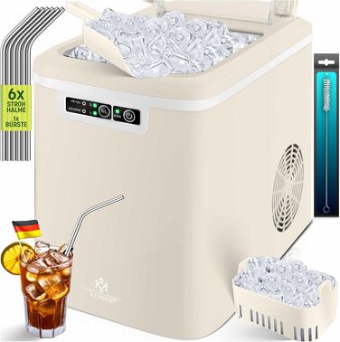 Машина для приготування льоду KESSER® з нержавіючої сталі, 12 кг/24 год, LED-дисплей, самоочищення, 2 розміри кубиків льоду, 2.2 л резервуар