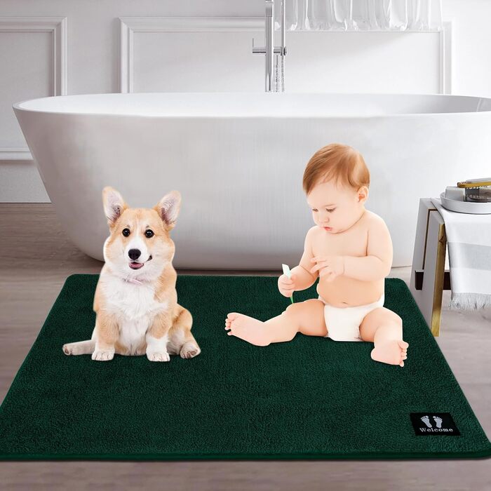 Килимок для ванної кімнати з антиковзаючим покриттям 120x80 см, мікрофібра, зелений, сертифікат Öko-Tex 100