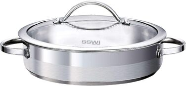 Сервірувальна каструля SSW Pulpo зі скляною кришкою, нержавіюча сталь Ø 24 см або Ø 28 см, Розмір Ø28 см