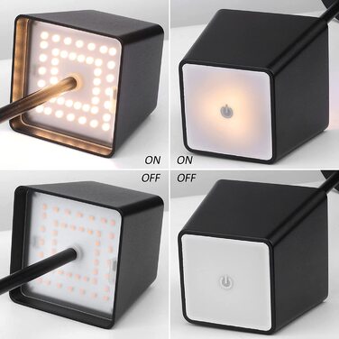 LED акумуляторна настільна лампа K-Bright з регулюванням яскравості, тепле світло, для дому та вулиці, USB-C, 3000K, чорний