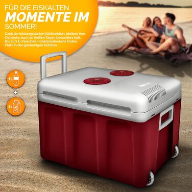 Автомобільний холодильник Tillvex 40л електричний з колесами (230V/12V) - охолодження та підігрів, ECO-режим, червоний