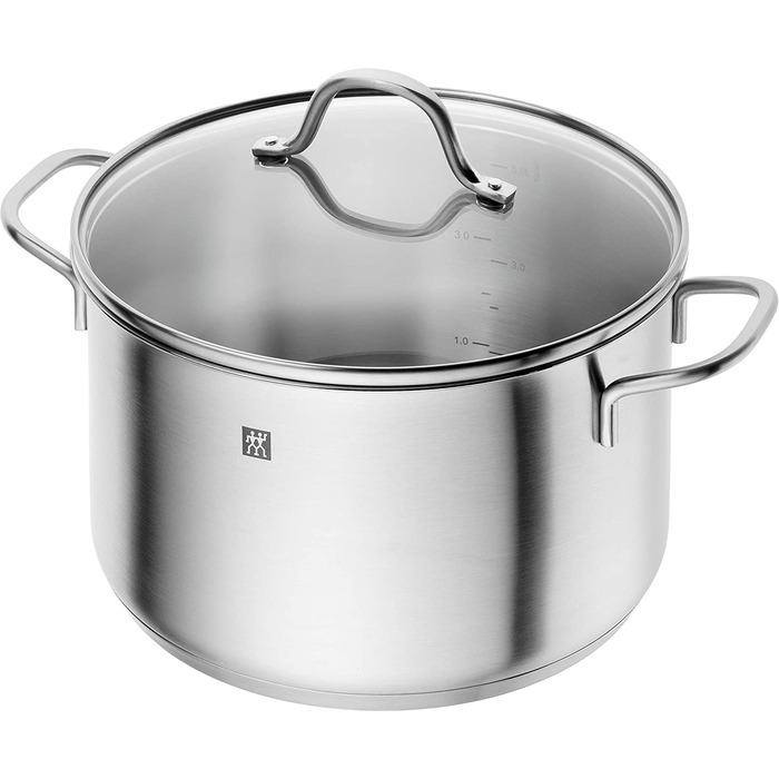 Набір каструль ZWILLING Flow, 5 шт., з кришкою з термостійкого скла, індукційне дно, не має покриття, нержавіюча сталь