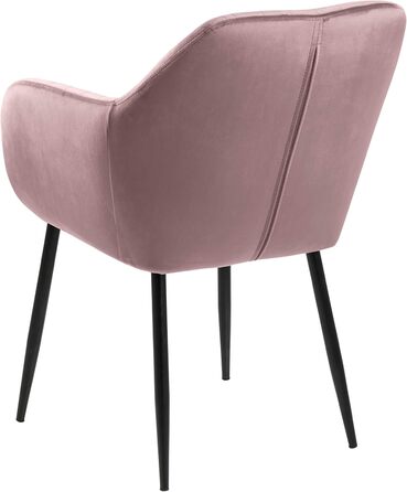 AC Design Furniture Стілець для їдальні Wendy, рожевий/чорний, велюр/метал, 57x61x83 см