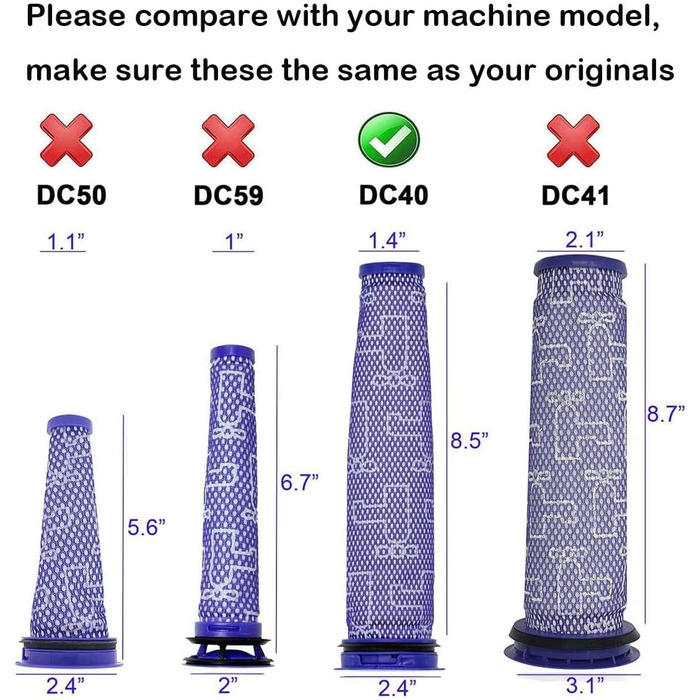 Комплект фільтрів DC40 для заднього двигуна та передмотора Dyson HEPA, сумісний з пилососом Animal, Multi Floor, Origin