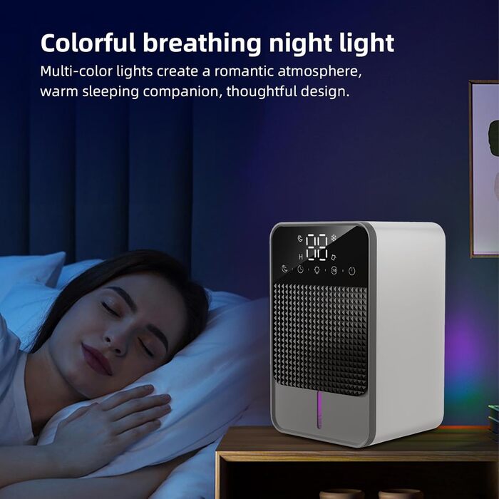 Зволожувач повітря Irishom з цифровим дисплеєм, автоматичною функцією відтавання, 2 режимами зволоження, 6 таймерами, індикатором повного бака, кольоровою нічником, знімним баком 1200 мл