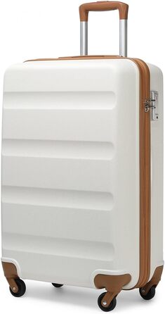 Чемодан-валіза KONO Trolley: легкий, з ABS-пластику, середній, 4 колеса, кремовий