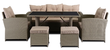 Комплект садових меблів із техноротанга MEBEL ELITE, бежевий, 6 предметів