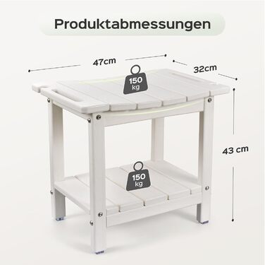 LyriFine Дюшхокер 47 см HDPE, стілець для душу, з тримачем для душу, 160 кг, для літніх людей та людей похилого віку