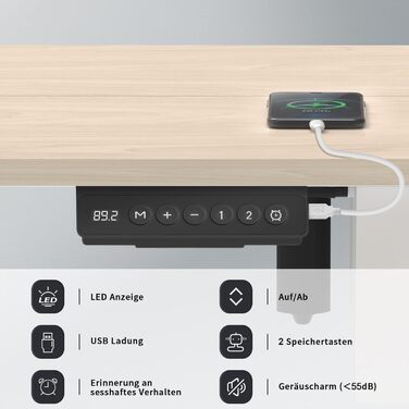Регульований стіл Homall 100x60 см з USB-роз'ємом, комп'ютерний стіл для дому та офісу, ергономічний, бежевий