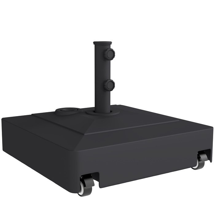 Стійка для парасольки від сонця на колесах, заповнювана піском (до 61 кг) або водою (до 40 кг), для стійок Ø35, 38, 48 мм, чорна