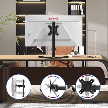 Підставка для двох моніторів Duronic DM35D2 | Регульована, поворотна, настільна, VESA 75/100, чорна