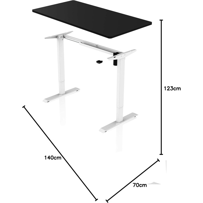 Електричний регульований стіл AGIL 140x70 см - білий каркас, стільниця з горіха, для офісу та дому