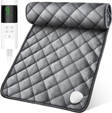 Електричний гріючий килимок 84 x 43 см з автовимкненням, 9 температурних режимів, таймер, для спини, шиї, плечей