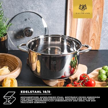 Набір каструль з нержавіючої сталі 3 шт. для всіх типів плит - каструлі з мірною шкалою, з кришкою з термостійкого скла