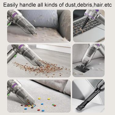Ручний бездротовий пилосос для авто та дому, 25000 Па, з мийним HEPA-фільтром, потужний акумуляторний пилосос-продувачка, сріблястий