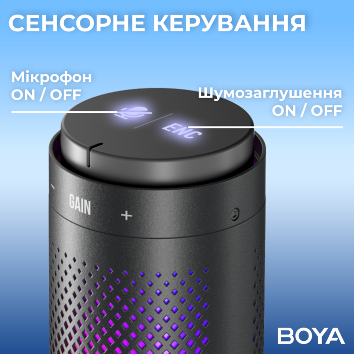 Мікрофон конденсаторний зі зміною діаграми спрямованості BOYA K9 RGB Black