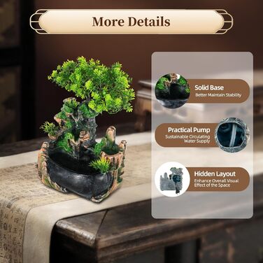 Фонтан для дому | Фонтан-водоспад | Декоративний фонтан для вітальні та офісу | З насосом | 19 x 13 x 28.5 см