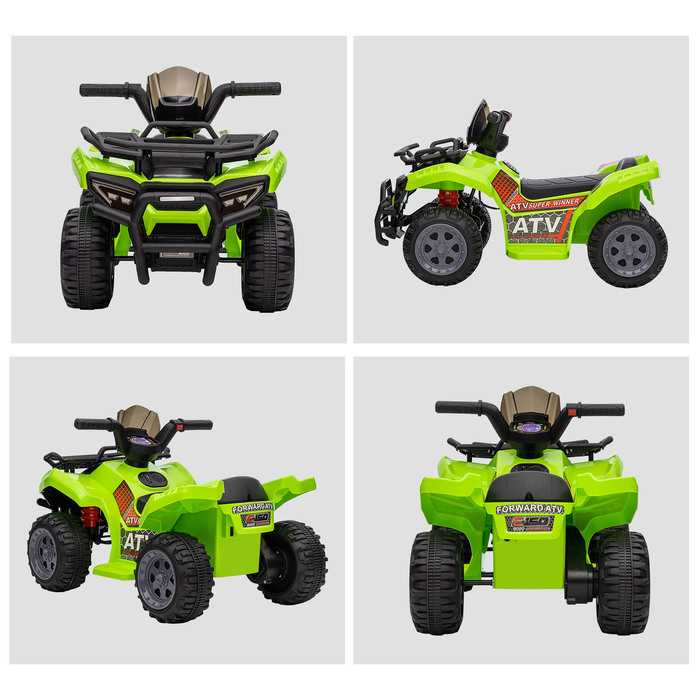 HOMCOM Міні Електроквадроцикл для дітей, електричний квадроцикл (ATV) для дітей, візок з переднім світлом, дитячий транспортний засіб, дитячий мотоцикл, електроквадроцикл для дітей віком 18-36 місяців, зелений | Aosom