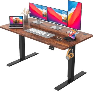 Електричний регульований стіл JUMMICO Standing Desk, висота регулюється, з функцією пам'яті, білий (180 x 80 см, коричневий)