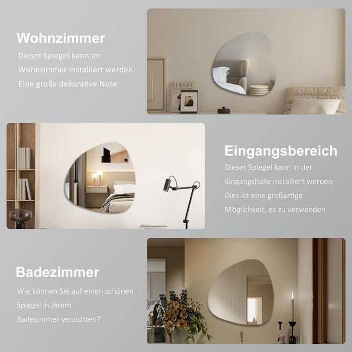 Дзеркало для ванної кімнати Spiegel Schwarz 40x60 см з металевим каркасом | Прямокутне настінне дзеркало для ванної, вітальні, спальні, гостьової кімнати