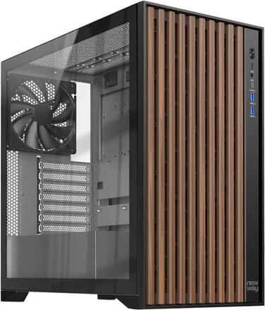 Корпус для ПК NEWWAY NW1 2024, дерев'яний, середній Tower, ATX/Micro-ATX/ITX, 3x140 мм PWM вентилятори, USB Type-C, скляна бокова панель, білий