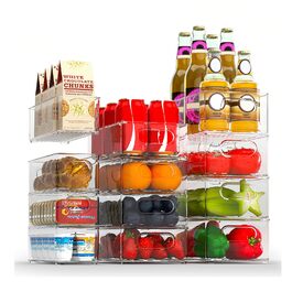 Організатор для холодильника FINEW, 12 шт. (4 маленькі, 4 середні, 4 великі), прозорі контейнери для зберігання, BPA free