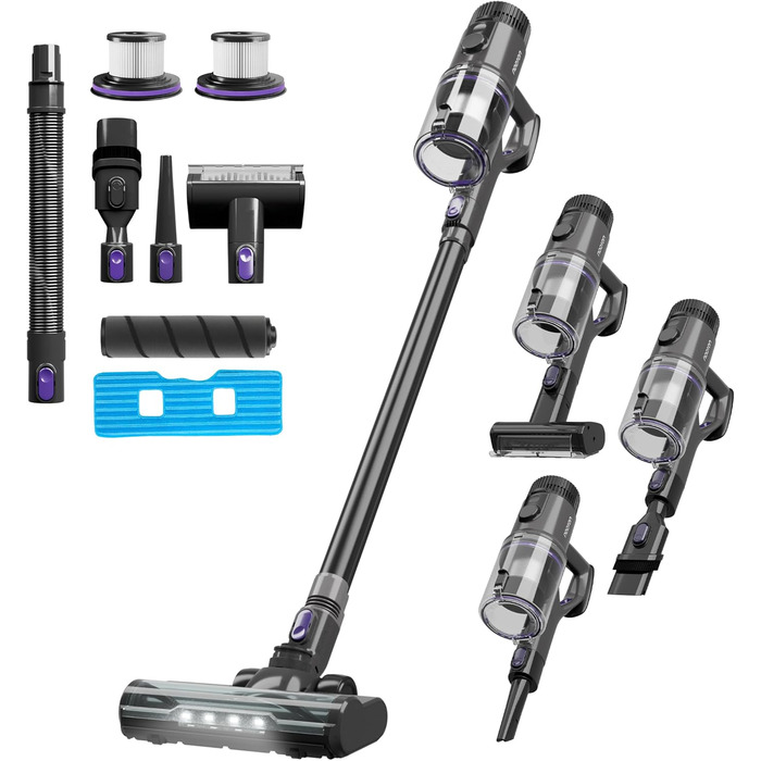 Бездротовий пилосос Noaton AVC600 Deluxe з акумулятором, 50000 Па, 600 Вт, автоматичний режим, до 85 хв роботи, 220 AW, LED дисплей, док-станція, HEPA фільтр, для твердих поверхонь, килимів та шерсті тварин