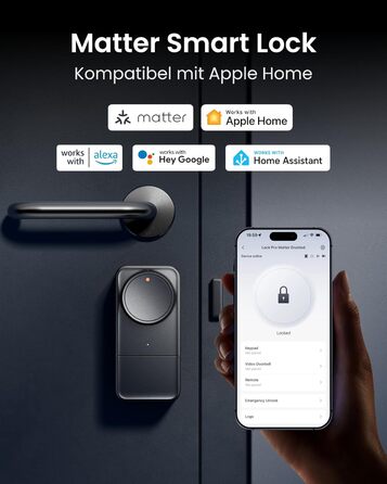 SwitchBot Smart Lock Pro: Розумний замок з акумулятором, Matter, WiFi, підтримка Apple Home, Alexa, Google Home, IFTTT, чорний