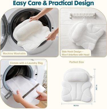 Подушка для ванни 4D сітка, з подарунковою коробкою та мішком для білизни - підтримка голови та шиї, розслабляюча ванна