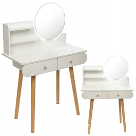 Туалетний столик Jumi, світлий дуб, з дзеркалом та 2 шухлядами, матовий, 80x122x40 см