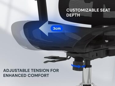 Органічний офісний стіл FLEXISPOT ErgoX: ергономічний крісло з 3D підлокітниками, 3D-підголівником, 5D-регулюванням спинки, дихаюча сітка, до 130 кг, темно-сірий