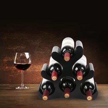 Стелаж для вина на 6 пляшок, чорного кольору, для шафи, підсобки, бару, кухні