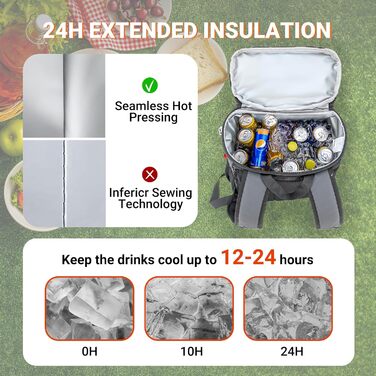 Рюкзак-холодильник Overmont 30L - ізольована сумка-холодильник для пікніків, кемпінгу, пляжу. Чорний