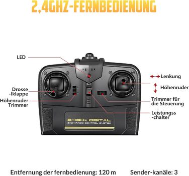 RC літак HAWK'S WORK F4U Corsair 2.4GHz – радіокерований літак-винищувач для дітей та початківців, готовий до польоту з гіростабілізатором