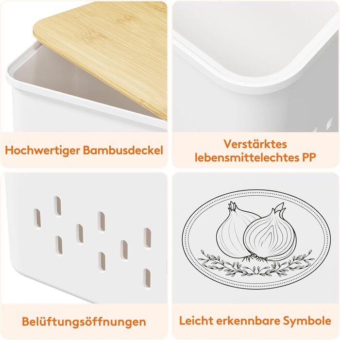 Коробка для зберігання картоплі та овочів Lifewit - набір з 3 шт. (білий)