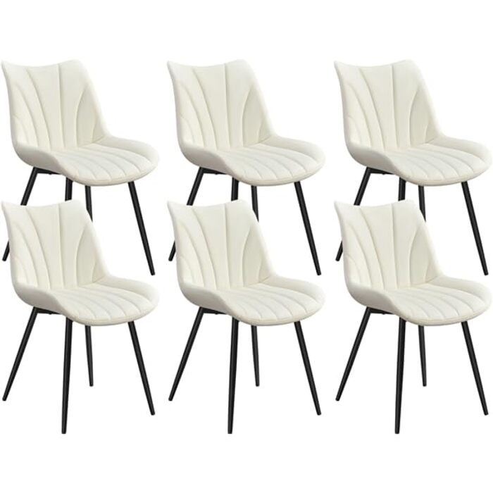 Набір обідніх стільців Yaheetech, 6 шт., з м'яким сидінням з велюру та металевими ніжками, для кухні, вітальні, обідньої кімнати, до 150 кг