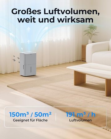 Електричний осушувач повітря Woleix 20L: для підвалу, кімнат до 150 м³, 39dB, з таймером, фільтром та 1м шлангом, гарантія 10 років (2 шт.)
