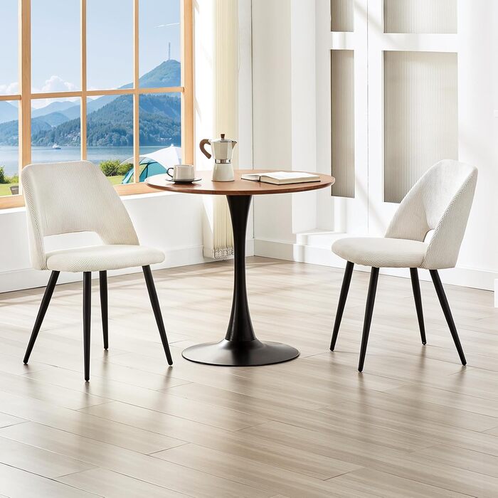 Набір з 4-х обідніх стільців у вітальню, кухню, спальню, бежеві, з вирізом на спинці, з м'якою оббивкою з велюру