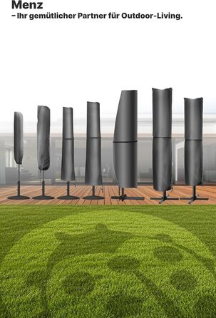 Чохол для парасольки Menz 2-4 м, 420D Oxford, водонепроникний, UV-стійкий, вітростійкий, для саду, антрацит, 225 × 35/50 см