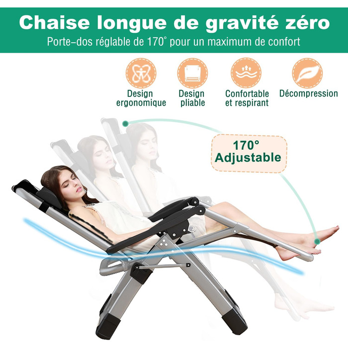 Шезлонг для відпочинку Klappbar, витримує до 200 кг, регульований, з підставкою для напоїв, широка, для саду, патіо, пляжу, басейну (Marineblau)