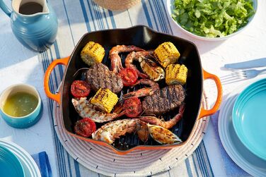 Сковорода-гриль LE CREUSET Signature квадратна 30 см, чавун, для всіх типів плит та духовок, червоний (20200300000422)