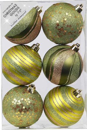ПВХ ялинкові кулі 8 см / / декоративний декор пластикові не б'ються Декоративні кулі різдвяні кулі ялинкові кулі набір ялинкових прикрас різдвяні прикраси 80 мм (оливково-зелена суміш-оливково-зелений), 6 шт.