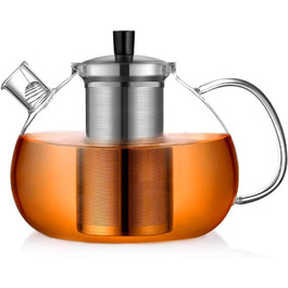 Оригінальний Срібний чайник ecooe з боросилікатного скла зі знімним чайником з нержавіючої сталі 18/8, термостійкий для чорного чаю, зеленого чаю, фруктового чаю, ароматизованого чаю, чайний пакетик (Тип 4, серебр2л, 2000 мл)