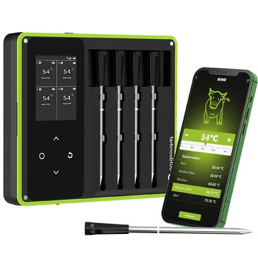 Термометр для гриля Outdoorchef Easy Check Quadro з Bluetooth, 4 датчики, 200м, для миття в посудомийній машині, з магнітною док-станцією