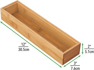 Дерев'яний кухонний ящик mDesign - органайзер для столових приборів і посуду, що штабелюється - набір з 4 шт. - натуральний колір 7,6 x 30,5 x 5,1 см
