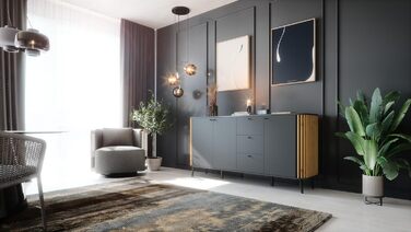 Комод Wild Oak Grey - 92x88x40 см - Сервант Modern Elegant для вітальні/спальні