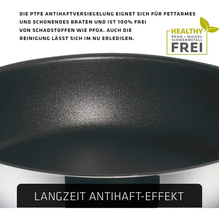 Спеціальна серія Bernde Injoy з високим краєм, індукційна сковорода, нержавіюча сталь, з антипригарним покриттям (деко для гасіння, чорний, 20 см)